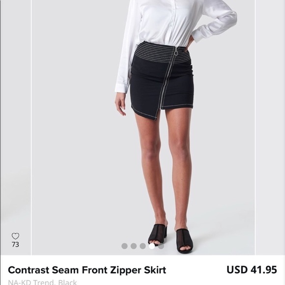 Contrast Seam Front Zipper Skirt - Picture 4 of 4